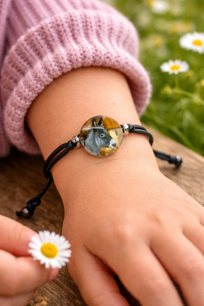 Esel-Armband mit Glasanhänger